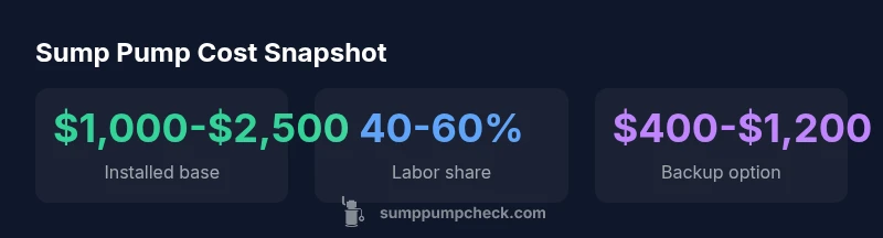 Infographic showing cost ranges for sump pump installation