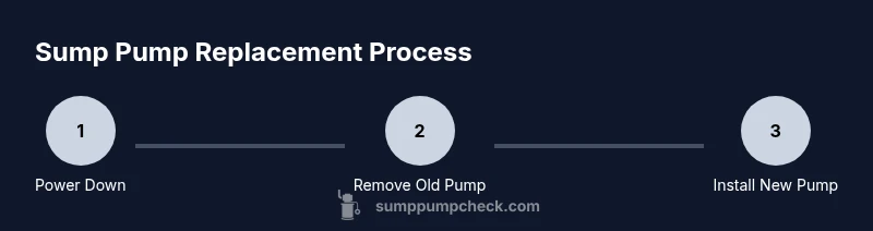 Process infographic showing steps for sump pump replacement