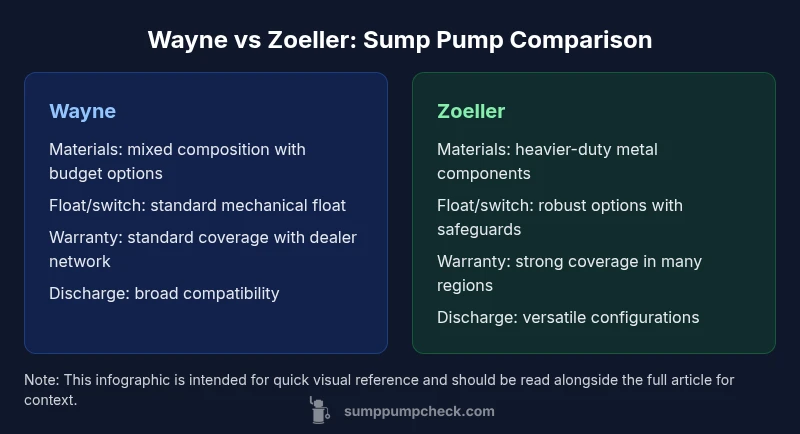Infographic comparing Wayne and Zoeller sump pumps