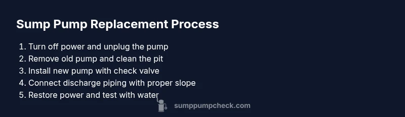 Infographic showing a step-by-step process for replacing a sump pump