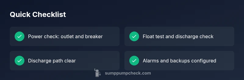 Checklist for verifying sump pump operation