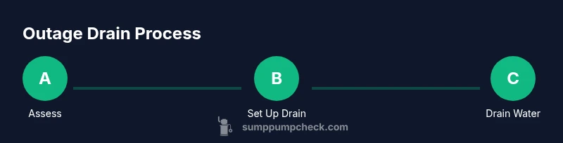Process infographic showing steps to drain a sump pit without electricity