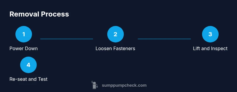 Process diagram showing steps to remove a sump pump cover