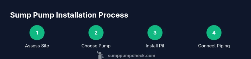 Process infographic showing crawl space sump pump installation steps