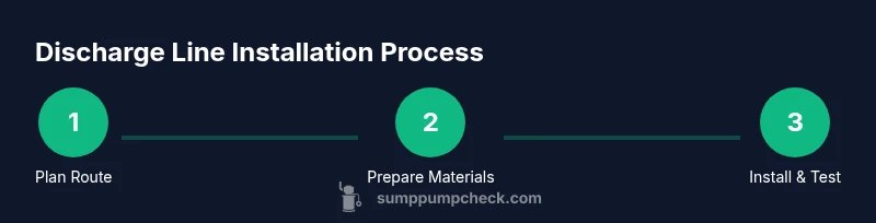 Process diagram showing plan, prepare, install, and test steps for sump pump discharge line