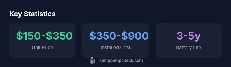 Tailwind infographic showing battery backup sump pump costs and longevity