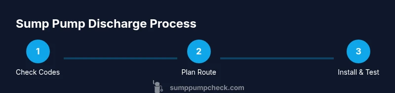 Process diagram showing planning, installing, and testing sump pump discharge to storm drain