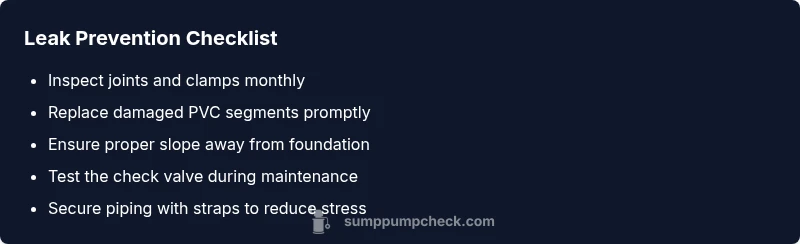 Checklist: fix sump pump discharge pipe leaks