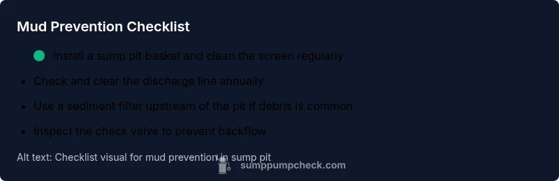 Checklist visual for mud prevention in sump pit