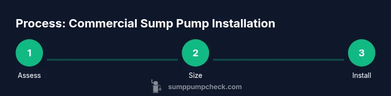 Infographic showing a step-by-step process for installing a commercial sump pump