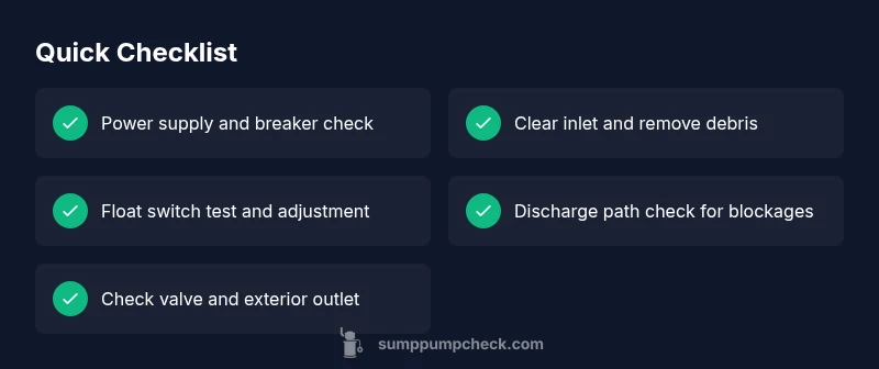 Tailwind HTML checklist for diagnosing no water in sump pump pit