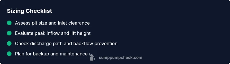 Checklist for sump pump sizing