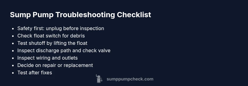 Checklist infographic for sump pump troubleshooting