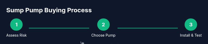 Infographic showing three-step sump pump buying process