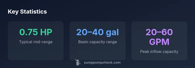 infographic showing sizing statistics for sump pumps