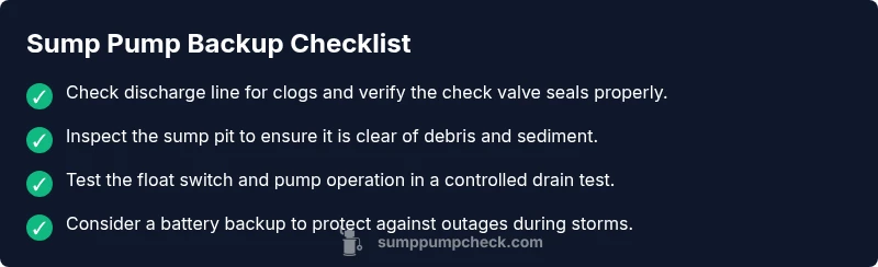 Checklist infographic for sump pump backup troubleshooting