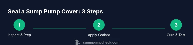 Infographic showing a 3-step seal process for a sump pump cover