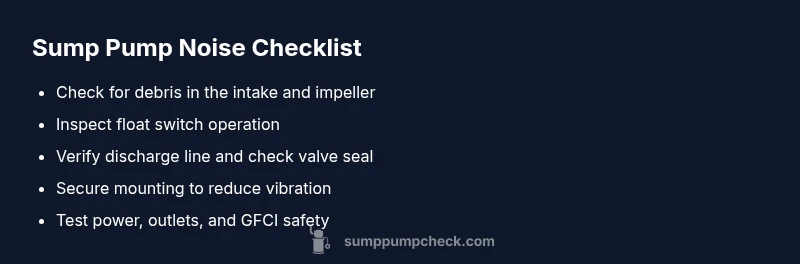 Checklist infographic for sump pump noise troubleshooting