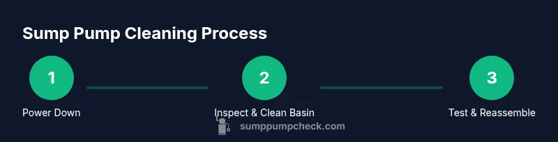 Three-step sump pump cleaning process diagram