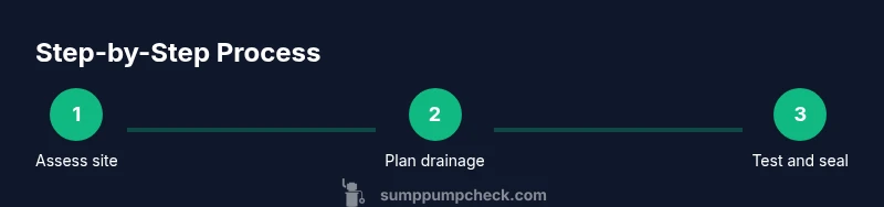 Infographic showing a 3-step sump pump drainage process