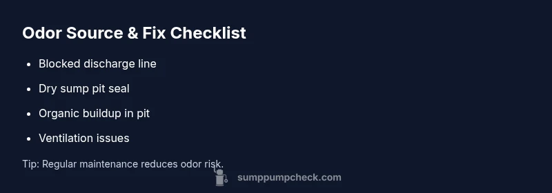 Checklist infographic showing odor sources and fixes
