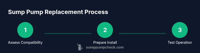 Tailwind-styled process infographic showing replacement steps for a sump pump
