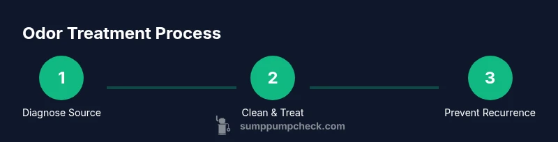Infographic showing odor treatment steps for sump pumps