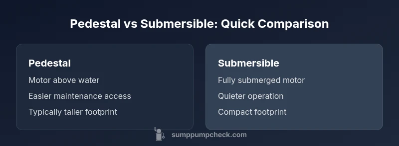 Side-by-side pedestal and submersible sump pumps in a basement setup