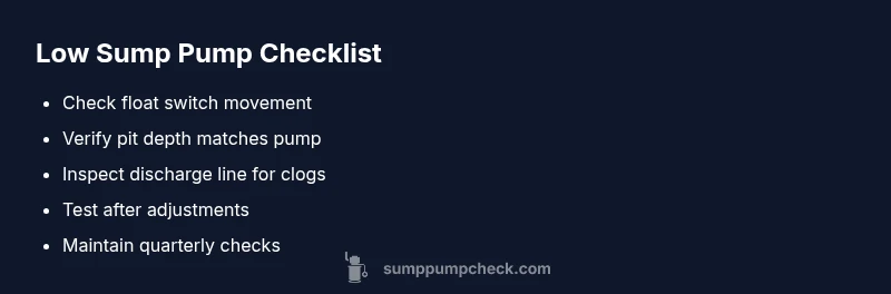 Checklist for diagnosing sump pump being too low