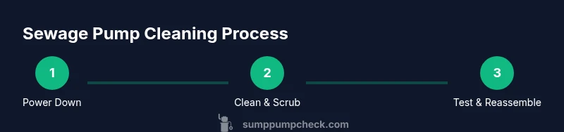 Three-step infographic showing power down, clean, test