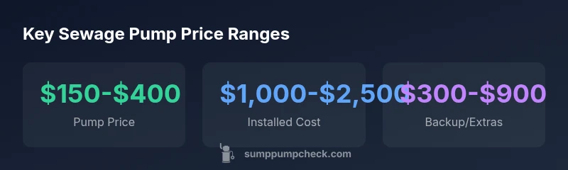 Infographic showing sewage pump price ranges and installation costs