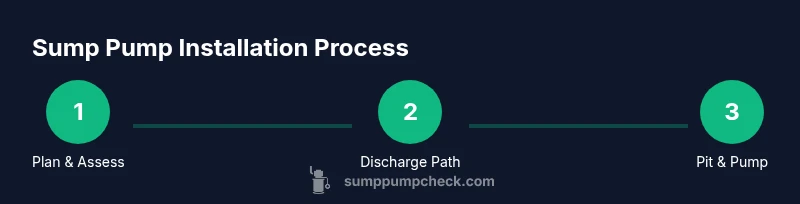Process infographic showing sump pump installation steps