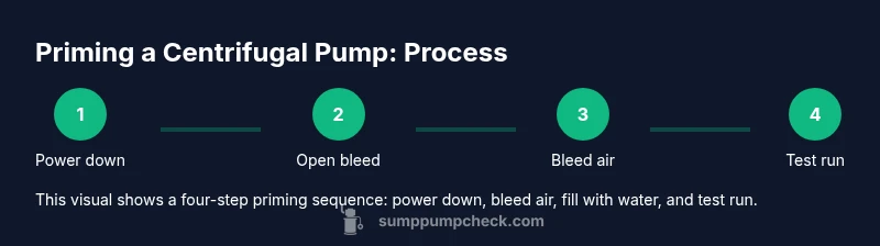 Infographic showing four-step priming process for centrifugal pump