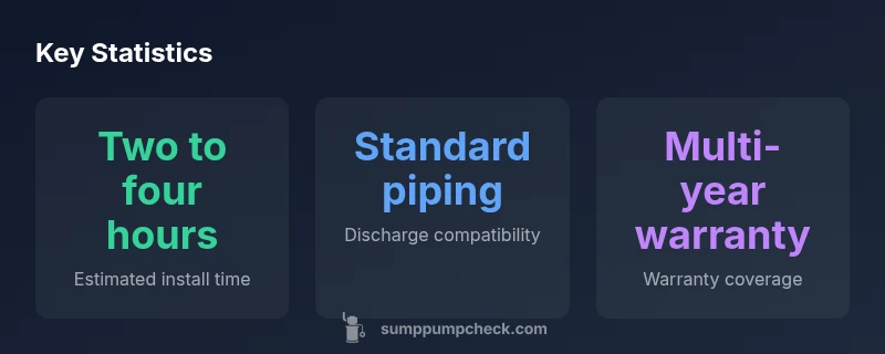 Infographic showing Zoeller sump pump kit features and maintenance schedule