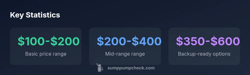 Infographic showing sump pump price ranges and backup options