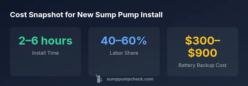 Infographic showing cost factors for new sump pump installation