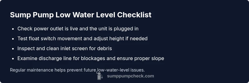Checklist for troubleshooting sump pump low water level