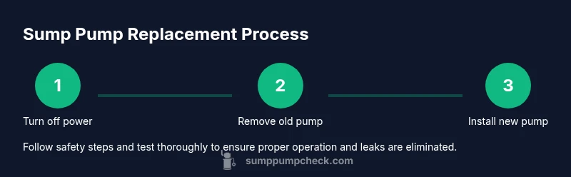 Process infographic showing steps to replace a sump pump