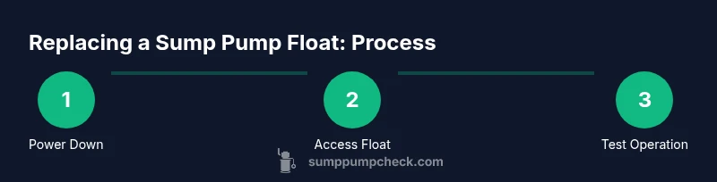 Process diagram showing steps to replace a sump pump float