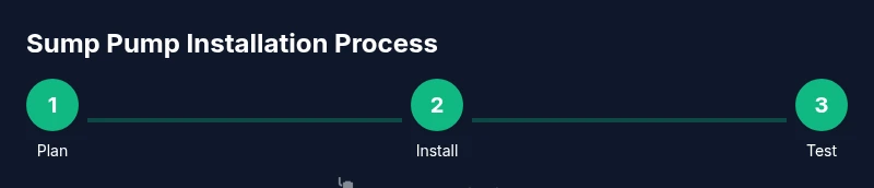 Process diagram showing planning, installation, and testing phases of basement sump pump setup
