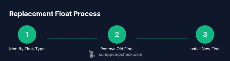 Infographic showing steps to replace a sump pump float