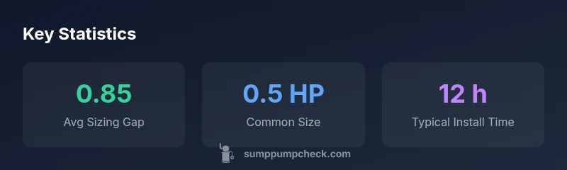 A dashboard showing horsepower sizing statistics for sump pumps