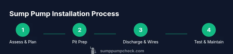 Process diagram showing steps for sump pump installation
