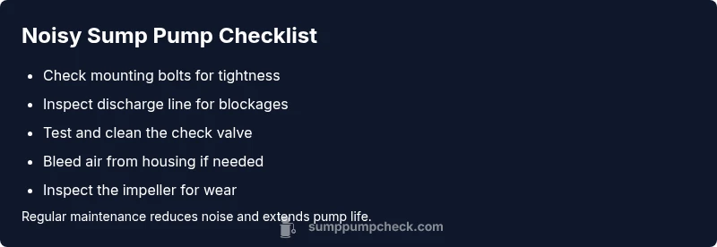 Checklist infographic for quieting a loud sump pump
