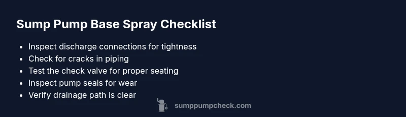 Checklist for diagnosing sump pump base spray