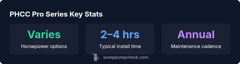 PHCC Pro Series sump pump key stats infographic