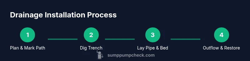 Infographic showing four steps: Plan, Dig, Lay Pipe, Outflow