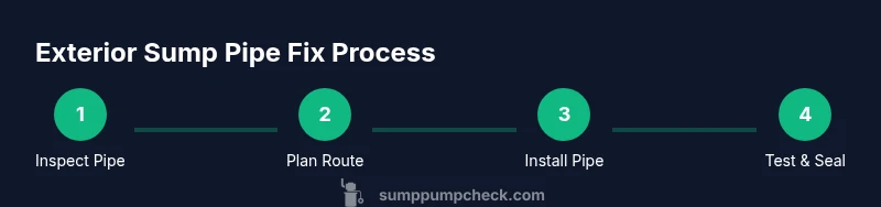 Infographic showing 4-step process to fix exterior sump pipe
