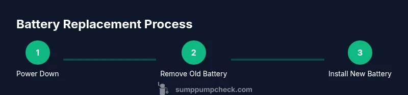 Process diagram showing steps to replace sump pump battery